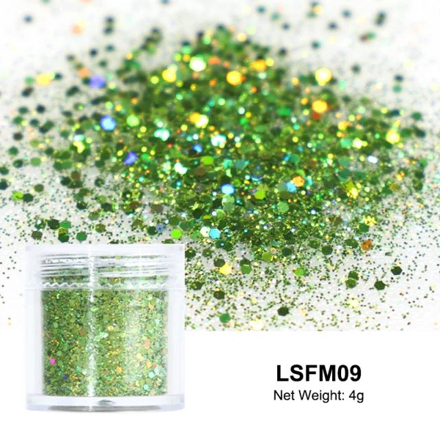 Glitter Fosforescente para Unhas com Laser, Acessórios de Nail Art Iridescentes em Tamanhos Mistos, 4g