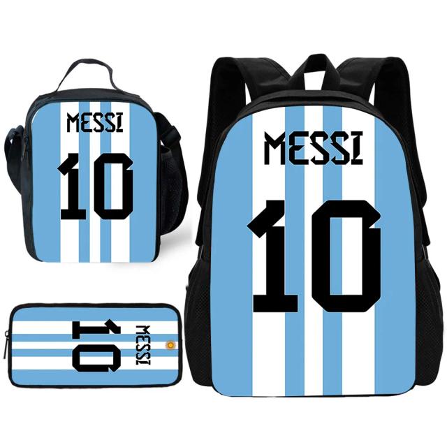 Mochila Escolar Estrela do Futebol com Lancheiras e Sacos de Lápis - Conjunto de 3 Peças para Meninos e Meninas, o Presente Perfeito