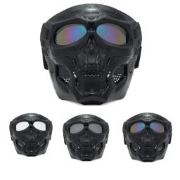 Máscara de caveira com óculos para esportes, capacete de motocicleta aberto, máscara de caveira, máscara off road - Image 3