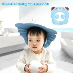 Chapéu de lavagem de cabelo ajustável para bebê, Kids Shampoo Bathing Shower Protect Head Cover, Soft Shower Cap, Crianças Ear e Eye Protection - Image 6