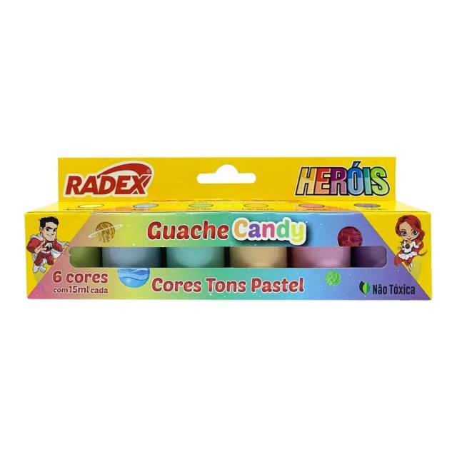 Tinta Guache Pastel Radex 6 Cores 15ml - Ideal para Criatividade e Artesanato