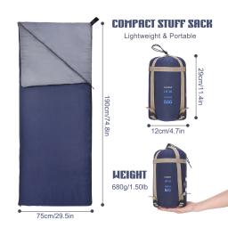 LIXADA-Saco de dormir com envelope exterior, camping, viagens, caminhadas, velo, ultraleve, portátil, 190x75cm, 680g - Image 4