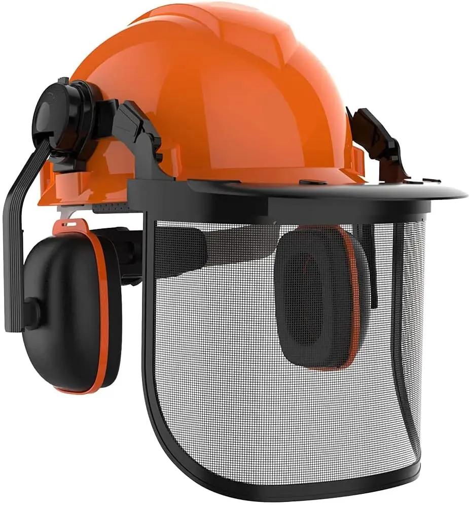Capacete de segurança multifuncional com chapéu duro, malha de aço protetora, proteção facial, cortador de grama, equipamento protetor, capacete florestal CE - Image 1