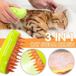 Escova de vapor 3 em 1 para cão e gato, pente elétrico para pêlos de animais, massagem e grooming suprimentos, depilação - Image 2