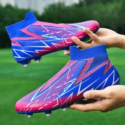 Botas de futebol de treinamento com grama antiderrapante masculinas, sapatos de futebol, chuteiras de cano alto, tênis antiderrapante, adolescentes, ultraleves - Image 3
