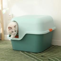 Bandeja de areia de gato totalmente fechada, tipo corredor grande, prova de odor, banheiro, sandbox de gatos, design flip-top, suprimentos para animais - Image 1