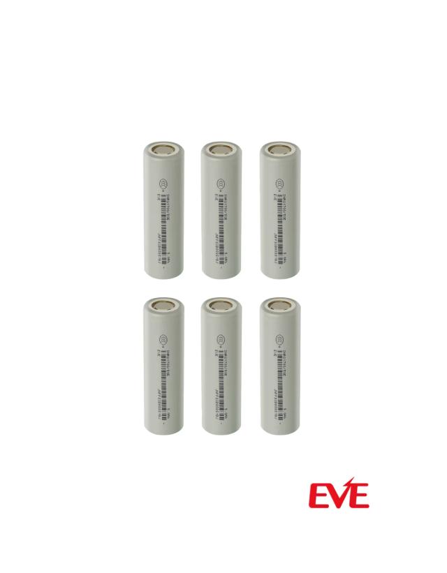 Kit 6 Baterias EVE Li-Ion 5000mAh 3,6V 21700 Alta Capacidade