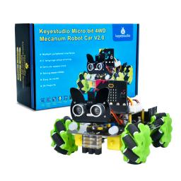 Keyestudio micro bit 4wd mecanum com placa robô carro v2.0 com sistema de programação de linguagem python para microbit kit carro inteligente - Image 5