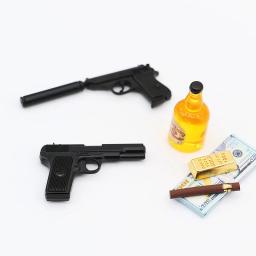 Pistola de metal miniatura, modelo para bonecas 1/6, acessórios de bonecas, figura de ação, soldado, cena adereços, jogo simulativo - Image 4