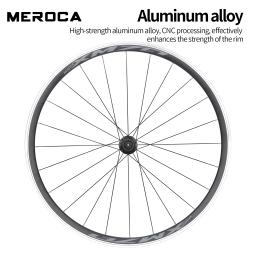 Meroca conjunto de rodas de bicicleta 700c liga de alumínio ultra-leve alavanca de liberação rápida aro freio da bicicleta de estrada roda traseira dianteira 700x23-28c pneu - Image 4