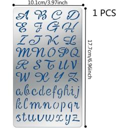 Aço inoxidável Alfabeto Número Padrão Stencils, Metal Stencil, Copperplate Modelos Ferramenta para Queima De Madeira, 7x4Inch - Image 2
