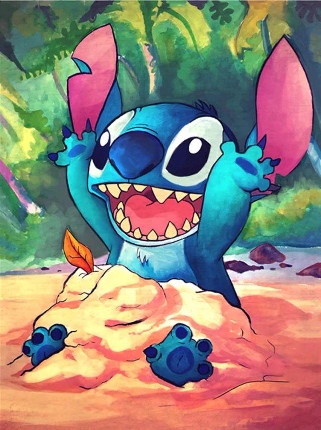 Kit de Bordado em Ponto Cruz da Disney com Lilo & Stitch em Tecido Impresso - Novo Lançamento para Artesanato Feito à Mão