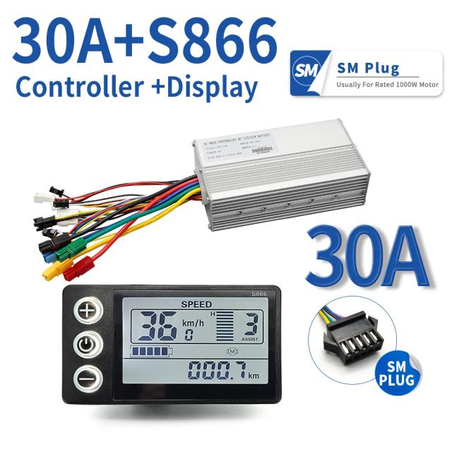 Kit de Conversão de Bicicletas Elétricas: Motor Hub, Controlador E-Bike S866 e Display LCD Compatíveis com 250W, 350W e 500W