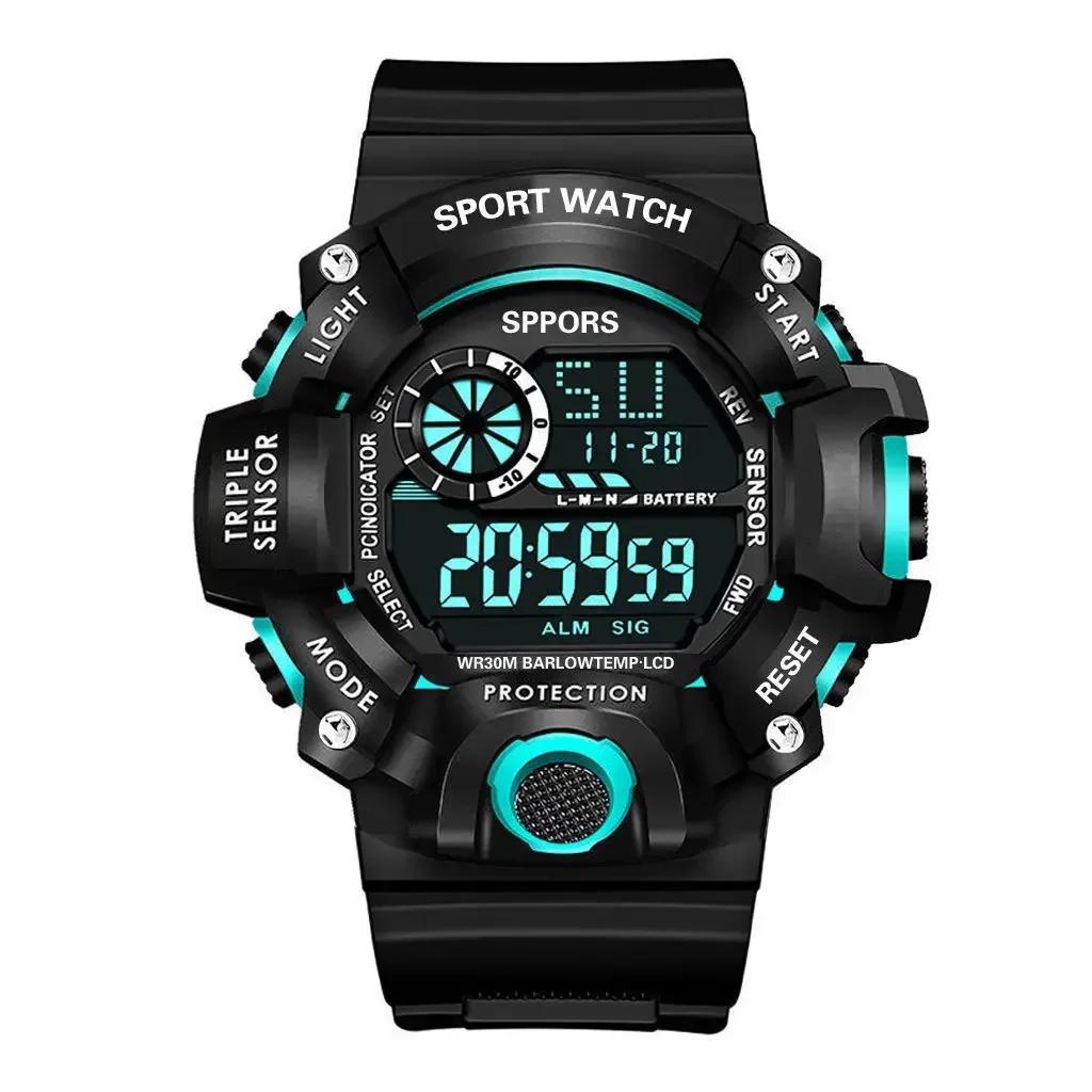 Relógio multifuncional ao ar livre pulseira de borracha esporte relógio digital mostrador luminoso casual moda wirstwatch para homem relogio masculino - Image 1