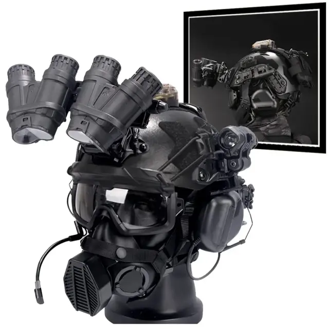 Conjunto Completo de Capacete Tático para Airsoft e Paintball com Montagem NVG, Headset de Visão Noturna, Óculos de Proteção e Lanterna Sinalizadora