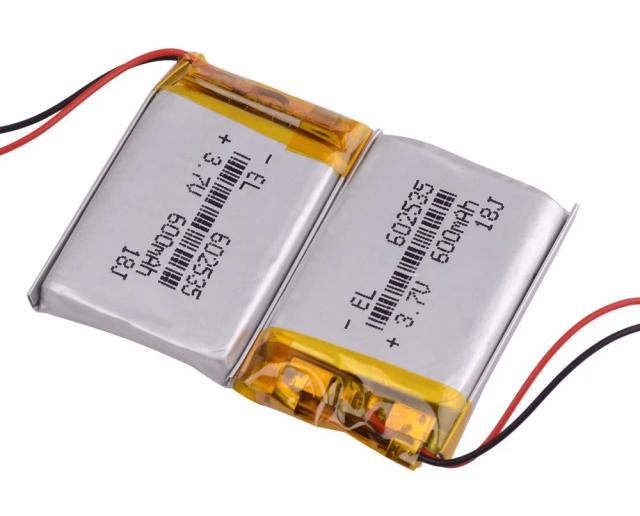 Bateria Recarregável Li-ion 602535 3.7V 600mAh para Gravadores, Fones de Ouvido, MP3, MP4 e GPS
