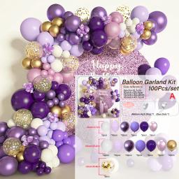 Kit do arco do balão do látex, roxo, ouro, branco, aniversário, casamento, despedida de solteiro, casamento, chuveiro nupcial, Dia das Bruxas, decoração - Image 2