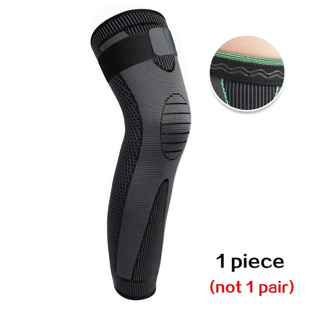 Joelheiras de Compressão para Esporte, Longa Brace Nylon, Anti Slip Gel, Atadura Elástica, Protetor de Manga, Alongar Suporte Stripe, 1Pc - Image 1