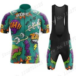 Explosivo Comics Ciclismo Jersey Set, Verão Roupas De Bicicleta, Camisas De Bicicleta De Estrada, Bib Shorts, MTB Roupas, Anime dos desenhos animados, 2022 - Image 3