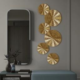 Ferro forjado parede pendurado decoração, luxo ouro irregular redondo pingentes, estilo ins, sala de estar e decoração de casa - Image 2