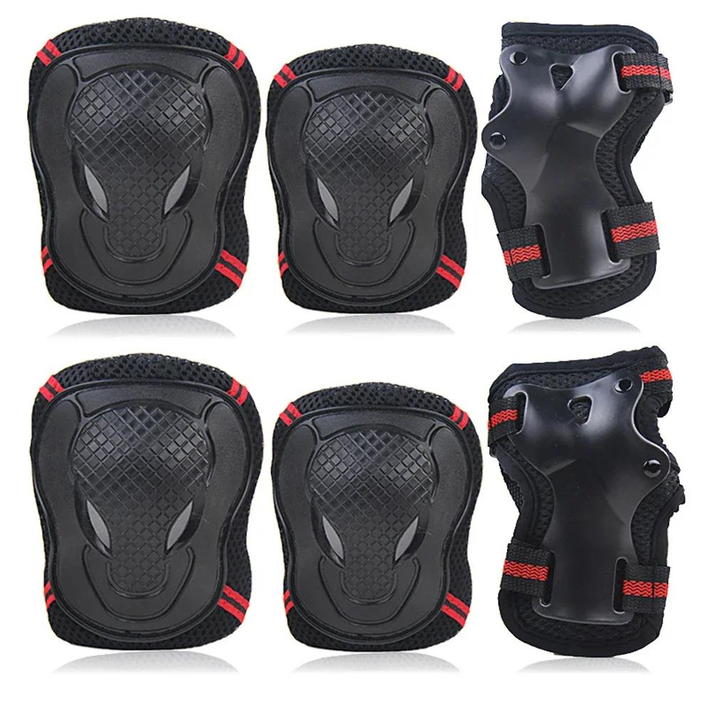 6 pçs skate patinação no gelo equipamentos de proteção cotoveleiras guarda segurança pulso ciclismo equitação joelho protetor para crianças adultos - Image 1