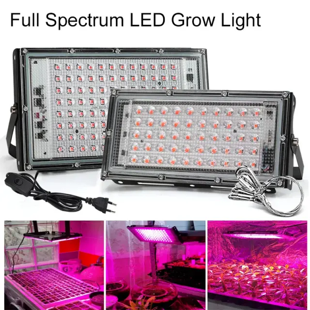 Lâmpada LED de Crescimento Completo para Estufa e Cultivo Hidropônico - Potências de 50W a 300W com Plugue EU, AC 220V