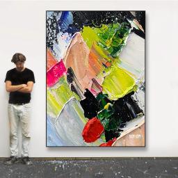 Tela de linho sem moldura artesanal, faca abstrata, textura, pintura a óleo, decoração de parede, arte acrílica, venda quente - Image 1