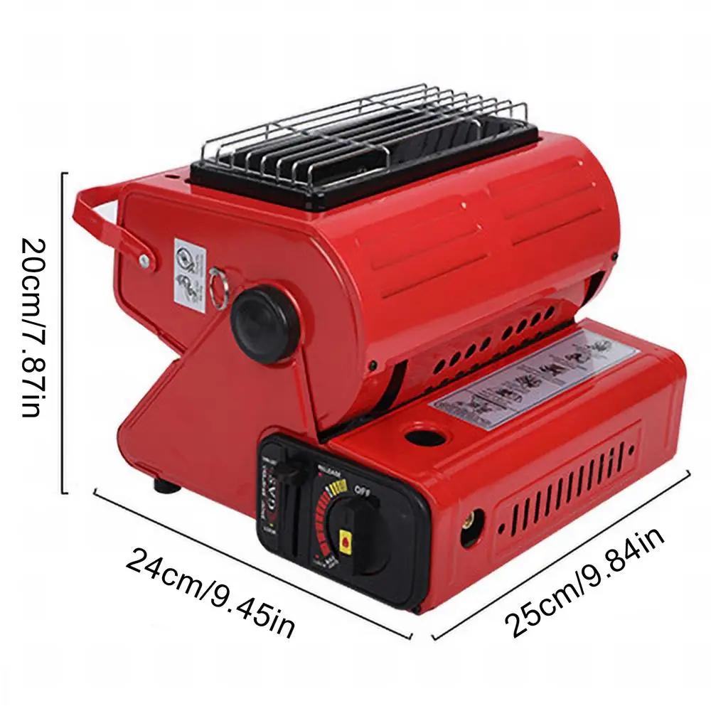 Aquecedor de gás de acampamento com alça, aquecedor de espaço ao ar livre, tenda caravana, caminhadas, piquenique, pesca, aquecimento, manter fogão quente, vermelho, preto - Image 1