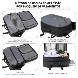 Mochila masculina expansível compressão a vácuo viagem de negócios de curta distância grande capacidade separação seca e molhada mochila multifuncional de negócios - Image 5