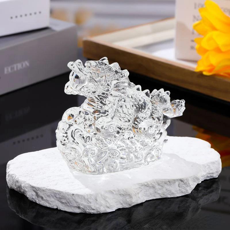 Estatueta do Dragão do Zodíaco Chinês, Peso do Papel, Peso do Papel, Decoração, Artesanato Colecionáveis, Vidro de Cristal, Animal mítico, Animal, Feng Shui - Image 1