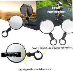 Espelho retrovisor de bicicleta universal, rotação ajustável de 360 °, ângulo largo convexo, guidão de ciclismo, espelhos retrovisores - Image 4