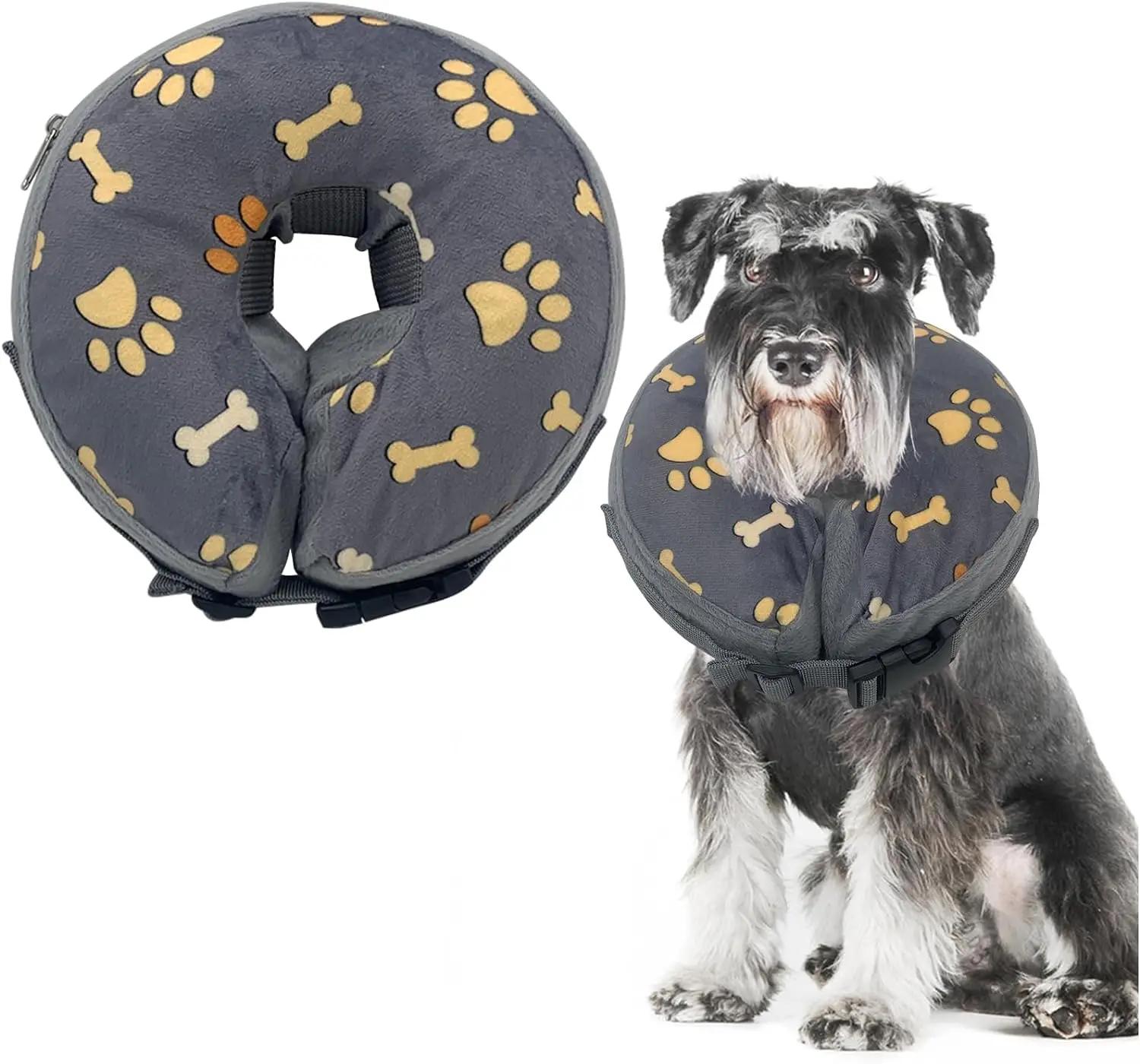 Colar inflável para animais após a recuperação cirúrgica, Cão macio Elizabeth Cone, Cães pequenos médios e grandes - Image 1