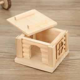 Hamster Casa De Madeira Com Janela Removível Top Fine Workmanship Esconderijo Casa Playpen Pequeno Pet Supplies Acessórios - Image 3