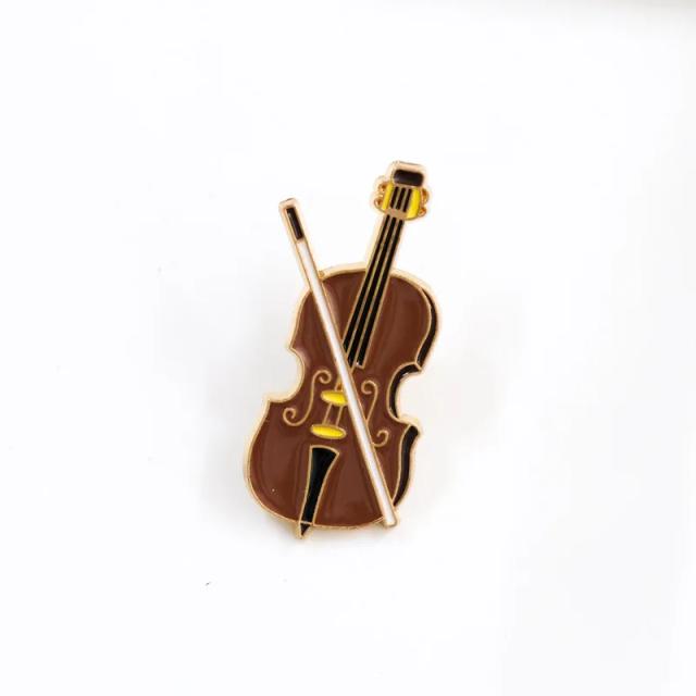 Violino Esmalte Pino Crachá Instrumentos Musicais Broche Jóias Feminino Lapela Mochila Presente