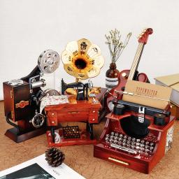 Mini Caixa de Música Vintage, Artesanato, Enfeites Retros, Table Decor, Máquina De Costura, Máquina De Escrever, Fonógrafo, Joalheria, Presente De Aniversário - Image 1