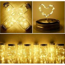 Solar Mason Jar Lid Luz, LED, fada, estrela, luzes, ao ar livre, festa, casamento, decoração do jardim, lâmpada sem bateria - Image 5