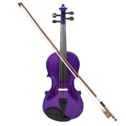 Handmade madeira maciça violino acústico, novato instrumento de cordas, profissionais, roxo, 4, 4 - Image 4