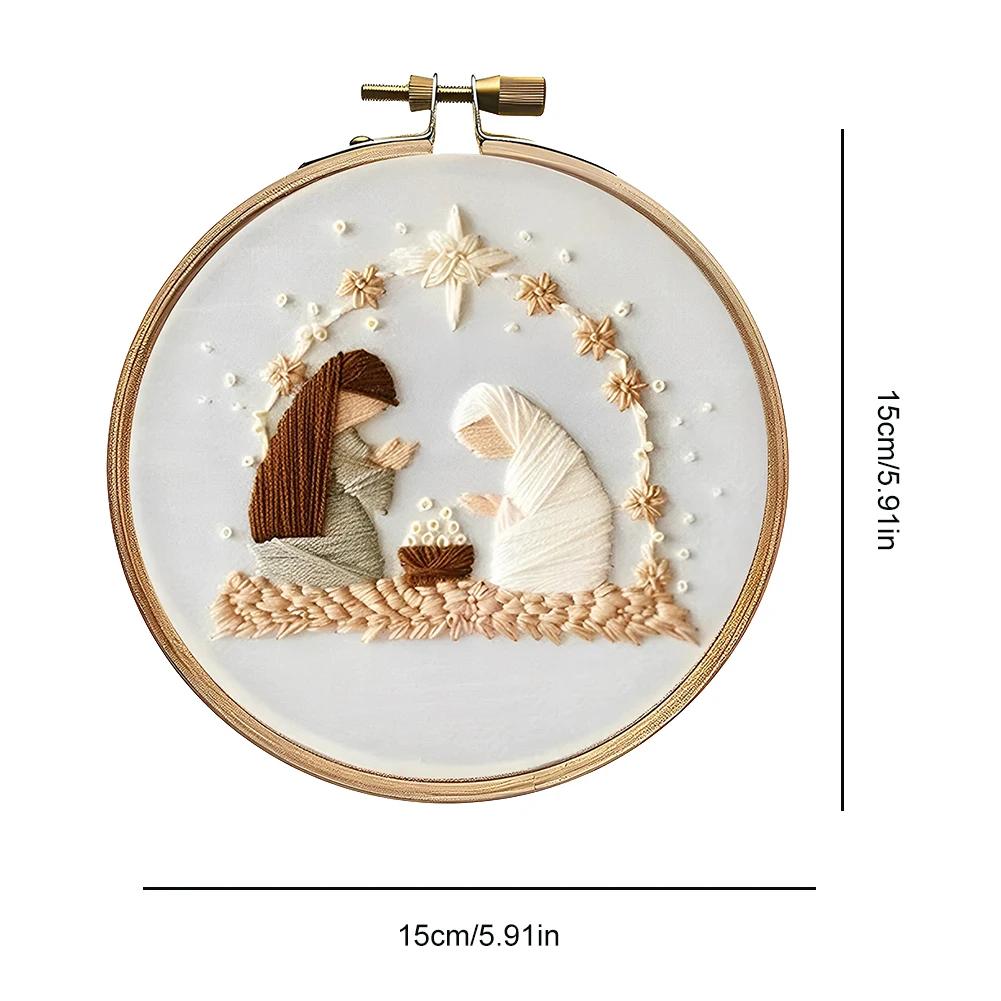 Kits para bordado de Natal, ponto cruz com aro, fios de pano, kit DIY para principiantes, adultos, crianças, 20cm, 15cm - Image 1