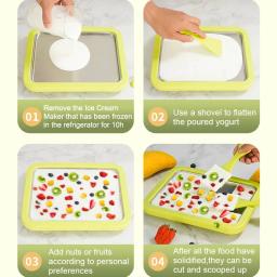Multifuncional Ice Cream Maker Pan, prato de comida, durável laminado, DIY caseiro, gelado de iogurte congelado, ferramenta de cozinha, frio, doce, frito - Image 4