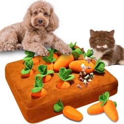Tapete de cenoura para cães e gatos, brinquedo quebra-cabeça com 12 cenouras, animal de estimação interativo, alívio do estresse, brinquedos mastigáveis pequenos, médios, grandes - Image 1