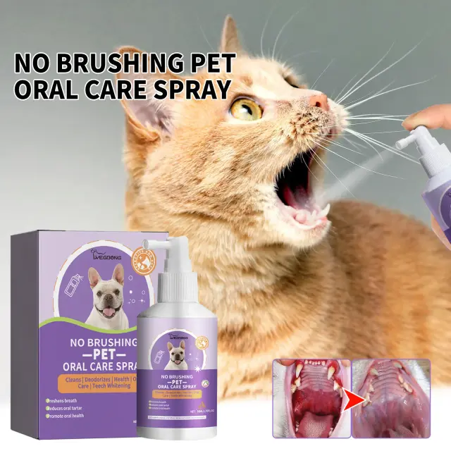 Spray Oral Limpeza para Cães e Gatos 50ml - Desodorante e Anti-cálculo para Dentição Saudável