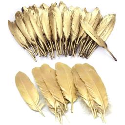 Penas de ganso douradas e prateadas para artesanato, pato, peru, decoração de penas, joias, artesanato, vaso para decoração, acessórios de casamento diy - Image 1
