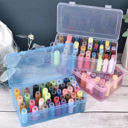 Caixa de Linhas De Costura Transparente Estojo De Armazenamento De Bobinas Organizador De Carretel De Agulha Acessórios Domésticos DIY 42 Eixos 1Pc - Image 1