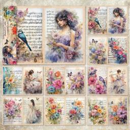 KLJUYP-Fada Flor Papel Padrão Scrapbooking, Pacote de Cartas Extravagantes, Papel Artesanal Leve, Tamanho A5, 8 Folhas - Image 4