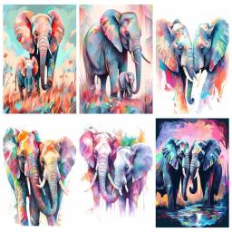 RUOPOTY-Kits de Pintura Acrílica com Moldura, Tinta por Número para Iniciantes, Elefante, Óleo, Artes, Artesanato para Casa, Quarto, Decoração da Parede - Image 1