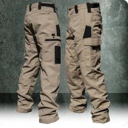 Calça de trabalho resistente ao desgaste homem multi-bolso calças de carga reta ao ar livre jogging calças táticas primavera outono calças casuais - Image 1