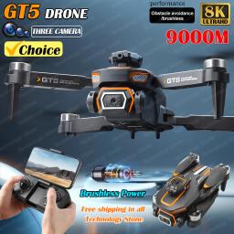 GT5 Brushless Mini Drone, 4K, 8K, Câmera dupla HD profissional, Evitar obstáculos, Sem GPS, Posicionamento de Fluxo Óptico, RC Quadcopter Brinquedos - Image 1