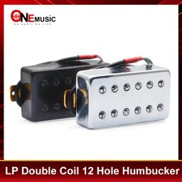 Captador Humbucker para guitarra elétrica LP, bobina dupla, 12 furos, 50mm, 52mm, pescoço, ponte, preto, cromo - Image 1