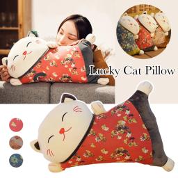 Travesseiro de gato da sorte estilo japonês, decoração de casa, sofá, costas, escritório, assento, cintura, macio, pelúcia, boneca, presente - Image 3
