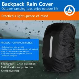 Capa de chuva impermeável para mochila, cor preta, clássico, para ao ar livre, camping, caminhadas, montanhismo, 20-70l, 1pc - Image 2